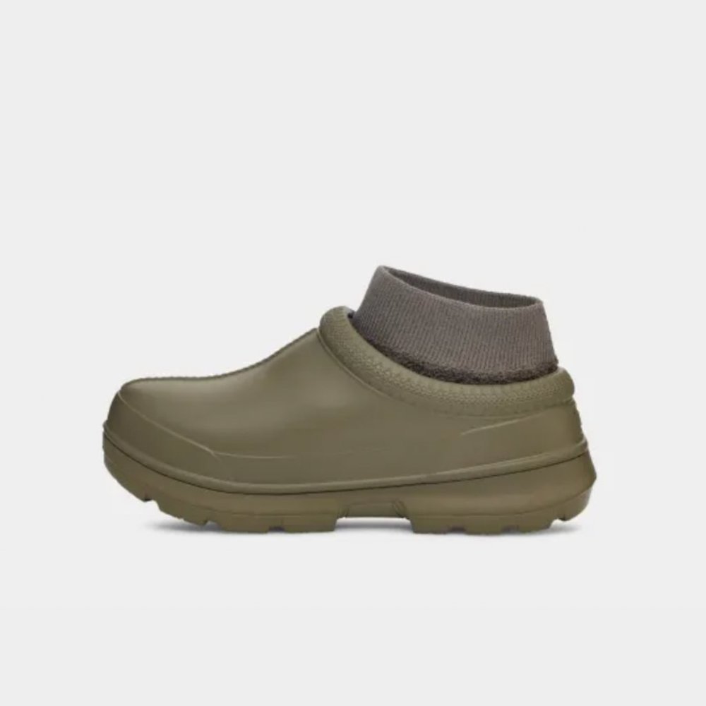 UGG Olive Green Waterproof Clog Mule with Knit Collar